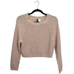 Divided blush pink cropped 3/4 raglan length sleeve sweater XS